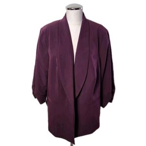 Worthington Women's Career Blazer Open Fron Padded Shoulders Size 1X Wine NWT